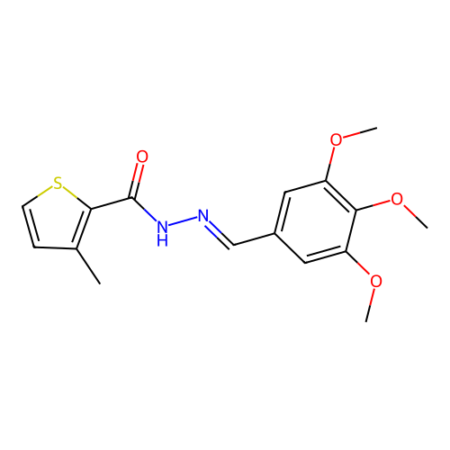 3-methyl-N-[(E)-(3,4,5-trimethoxyphenyl)methylideneamino]thiophene-2-carboxamide structure