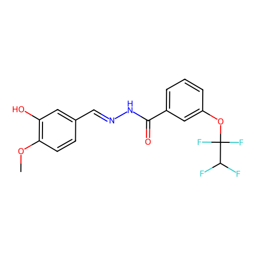 N'-(3-hydroxy-4-methoxybenzylidene)-3-(1,1,2,2-tetrafluoroethoxy)benzohydrazide structure