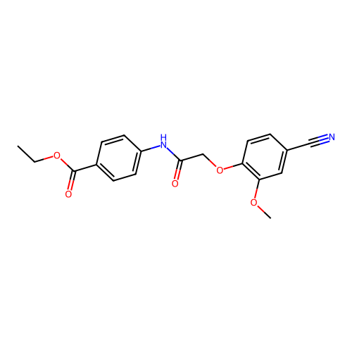 Ethyl 4-{[(4-cyano-2-methoxyphenoxy)acetyl]amino}benzoate structure