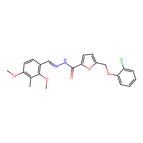 5-[(2-chlorophenoxy)methyl]-N'-(2,4-dimethoxy-3-methylbenzylidene)-2-furohydrazide structure