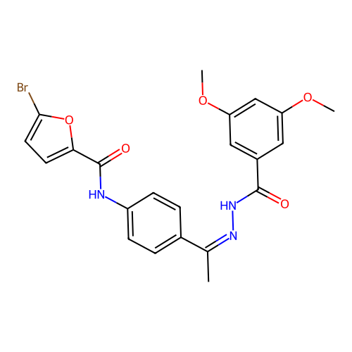 5-bromo-N-[4-[(Z)-N-[(3,5-dimethoxybenzoyl)amino]-C-methylcarbonimidoyl]phenyl]furan-2-carboxamide structure