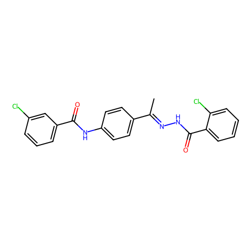 3-chloro-N-{4-[N-(2-chlorobenzoyl)ethanehydrazonoyl]phenyl}benzamide structure