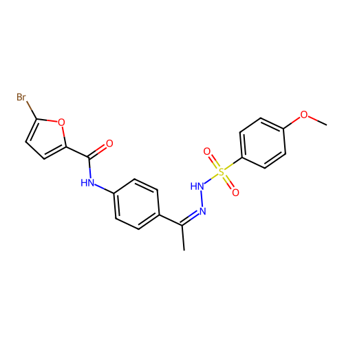 5-bromo-N-(4-{N-[(4-methoxyphenyl)sulfonyl]ethanehydrazonoyl}phenyl)-2-furamide structure