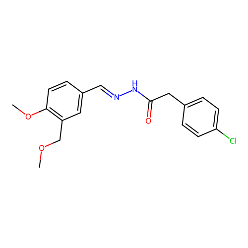 2-(4-chlorophenyl)-N-[(E)-[4-methoxy-3-(methoxymethyl)phenyl]methylideneamino]acetamide structure