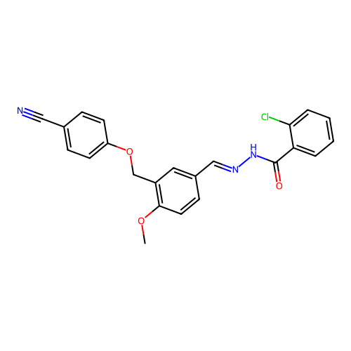 2-chloro-N-[(E)-[3-[(4-cyanophenoxy)methyl]-4-methoxyphenyl]methylideneamino]benzamide structure