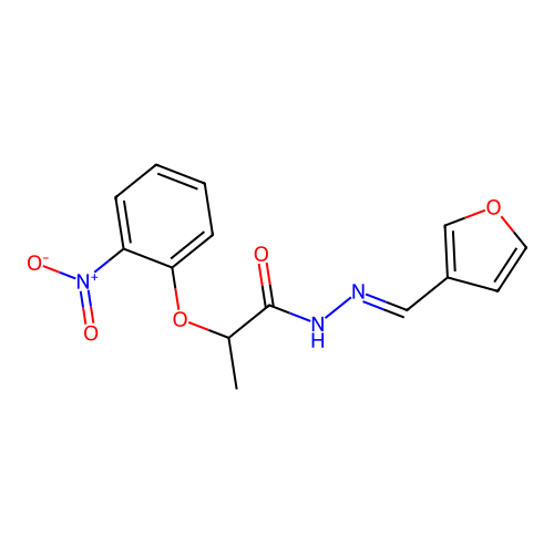 N'-(3-furylmethylene)-2-{2-nitrophenoxy}propanohydrazide structure