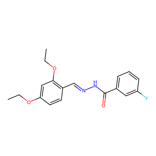 N-[(E)-(2,4-diethoxyphenyl)methylideneamino]-3-fluorobenzamide structure