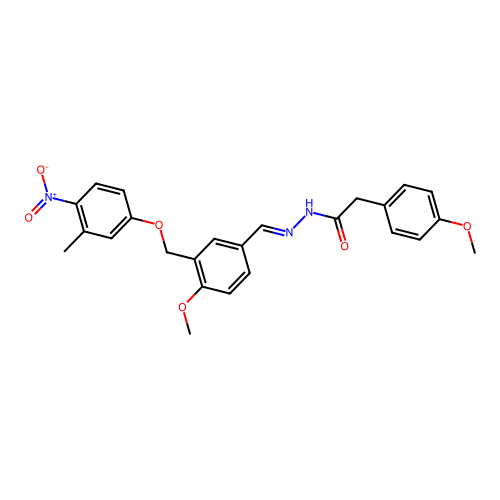 N-[(E)-[4-methoxy-3-[(3-methyl-4-nitrophenoxy)methyl]phenyl]methylideneamino]-2-(4-methoxyphenyl)acetamide structure