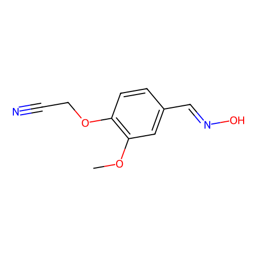2-[4-(Hydroxyiminomethyl)-2-methoxyphenoxy]acetonitrile structure