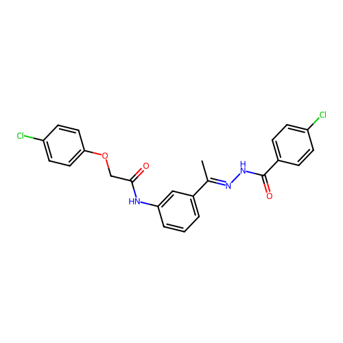 N-{3-[N-(4-chlorobenzoyl)ethanehydrazonoyl]phenyl}-2-(4-chlorophenoxy)acetamide structure