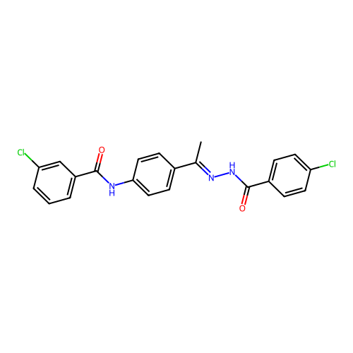 3-chloro-N-{4-[N-(4-chlorobenzoyl)ethanehydrazonoyl]phenyl}benzamide structure