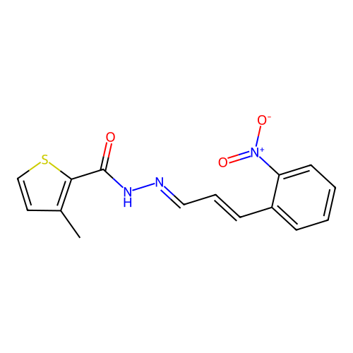 N'-(3-{2-nitrophenyl}-2-propenylidene)-3-methyl-2-thiophenecarbohydrazide structure
