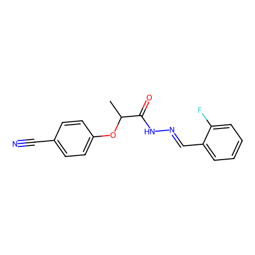 2-(4-cyanophenoxy)-N'-[(E)-(2-fluorophenyl)methylidene]propanehydrazide structure
