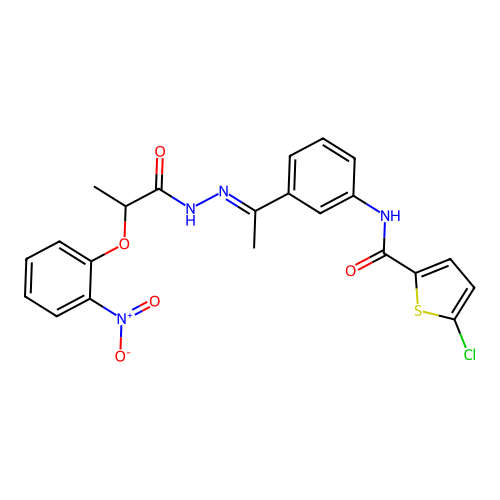 5-chloro-N-[3-[(E)-C-methyl-N-[2-(2-nitrophenoxy)propanoylamino]carbonimidoyl]phenyl]thiophene-2-carboxamide structure