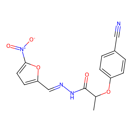 2-(4-cyanophenoxy)-N-[(E)-(5-nitrofuran-2-yl)methylideneamino]propanamide structure