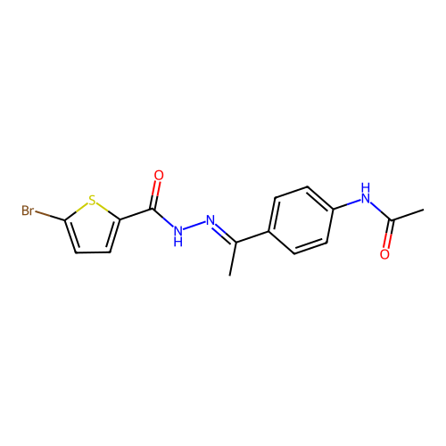 N-(4-{N-[(5-bromo-2-thienyl)carbonyl]ethanehydrazonoyl}phenyl)acetamide structure