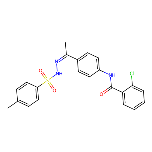 2-chloro-N-[4-[(Z)-C-methyl-N-[(4-methylphenyl)sulfonylamino]carbonimidoyl]phenyl]benzamide structure