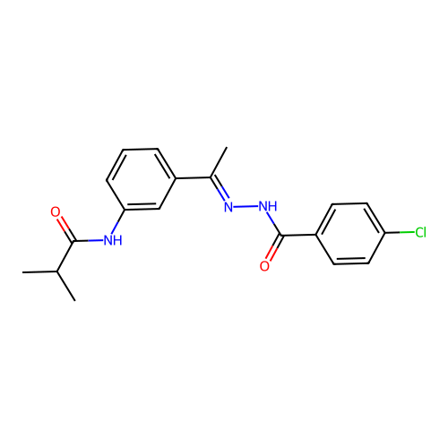 N-{3-[N-(4-chlorobenzoyl)ethanehydrazonoyl]phenyl}-2-methylpropanamide structure