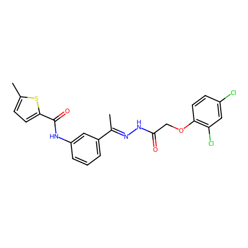 N-((1E)-2-{3-[(5-methyl(2-thienyl))carbonylamino]phenyl}-1-azaprop-1-enyl)-2-( 2,4-dichlorophenoxy)acetamide structure