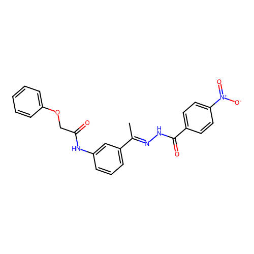 N-[3-(N-{4-nitrobenzoyl}ethanehydrazonoyl)phenyl]-2-phenoxyacetamide structure