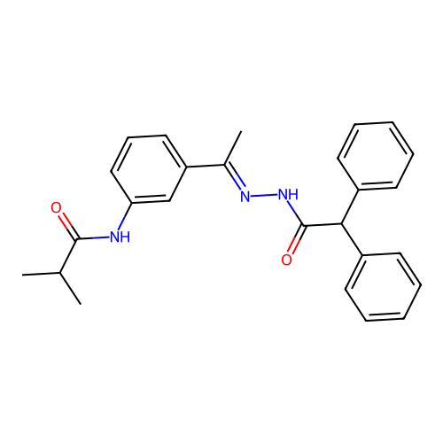 N-{3-[N-(diphenylacetyl)ethanehydrazonoyl]phenyl}-2-methylpropanamide structure