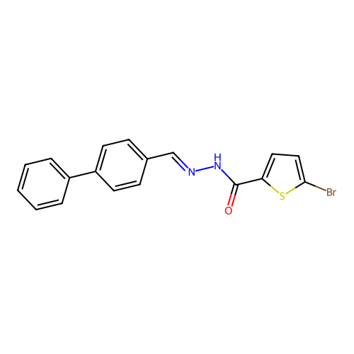 5-bromo-N-[(E)-(4-phenylphenyl)methylideneamino]thiophene-2-carboxamide structure