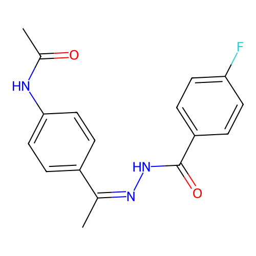 N-[1-(4-acetamidophenyl)ethylideneamino]-4-fluorobenzamide structure