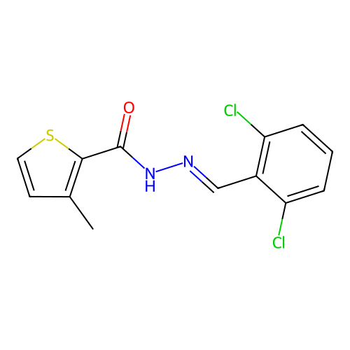 N-[(E)-(2,6-dichlorophenyl)methylideneamino]-3-methylthiophene-2-carboxamide structure