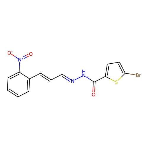 5-bromo-N-[(E)-[(E)-3-(2-nitrophenyl)prop-2-enylidene]amino]thiophene-2-carboxamide structure