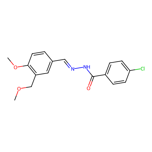 4-chloro-N-[(E)-[4-methoxy-3-(methoxymethyl)phenyl]methylideneamino]benzamide structure