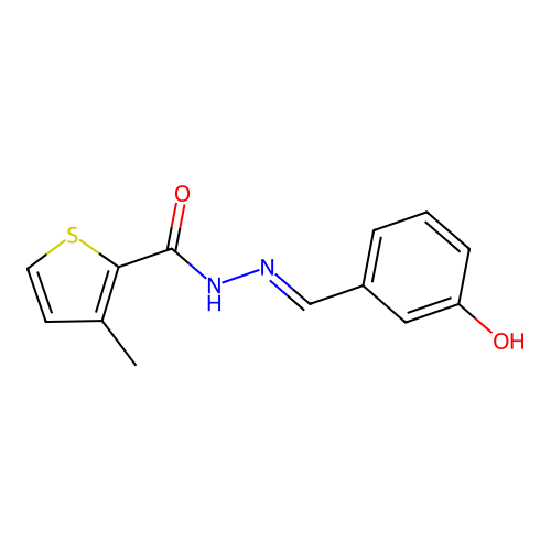N'-(3-hydroxybenzylidene)-3-methyl-2-thiophenecarbohydrazide structure