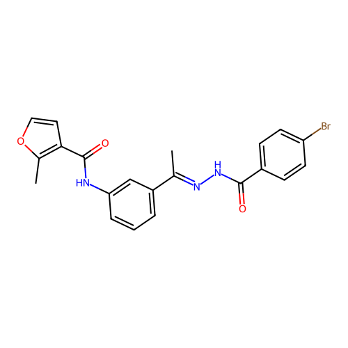N-{3-[N-(4-bromobenzoyl)ethanehydrazonoyl]phenyl}-2-methyl-3-furamide structure