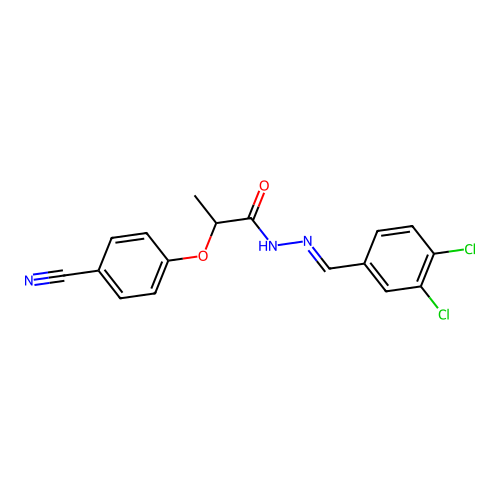 2-(4-cyanophenoxy)-N'-(3,4-dichlorobenzylidene)propanohydrazide structure