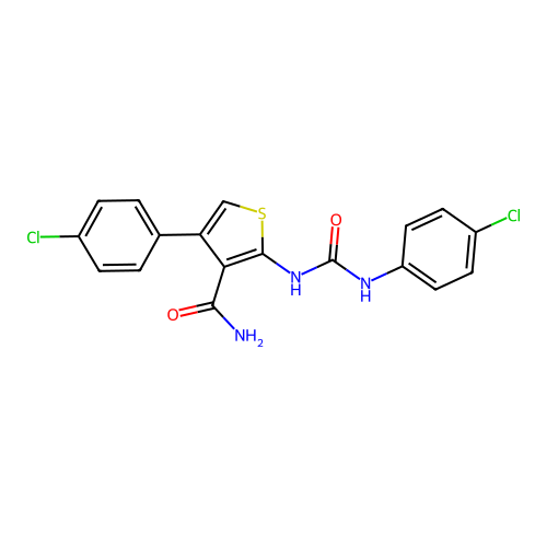 4-(4-Chlorophenyl)-2-[(4-chlorophenyl)carbamoylamino]thiophene-3-carboxamide structure