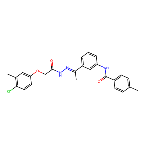 N-(3-{N-[(4-chloro-3-methylphenoxy)acetyl]ethanehydrazonoyl}phenyl)-4-methylbenzamide structure