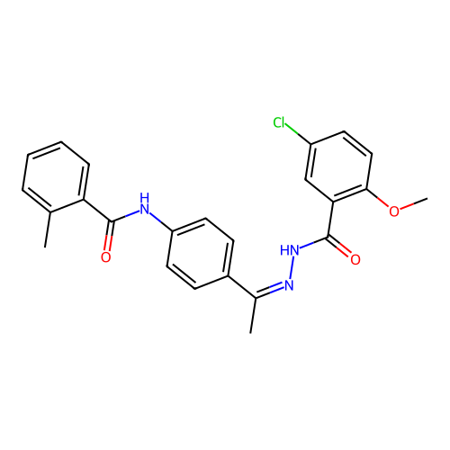 5-chloro-2-methoxy-N-[(Z)-1-[4-[(2-methylbenzoyl)amino]phenyl]ethylideneamino]benzamide structure