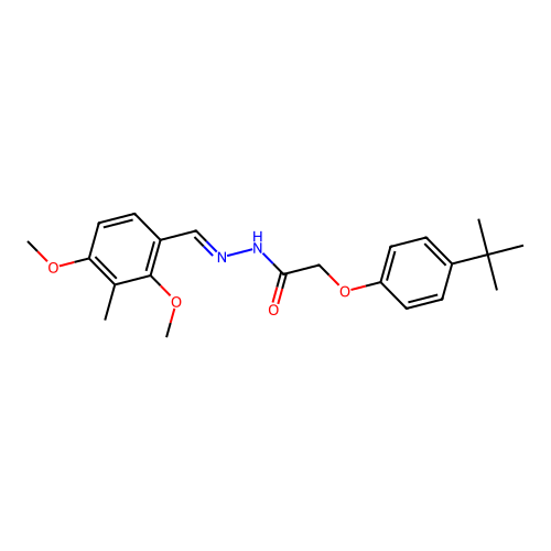 2-(4-tert-butylphenoxy)-N-[(E)-(2,4-dimethoxy-3-methylphenyl)methylideneamino]acetamide structure