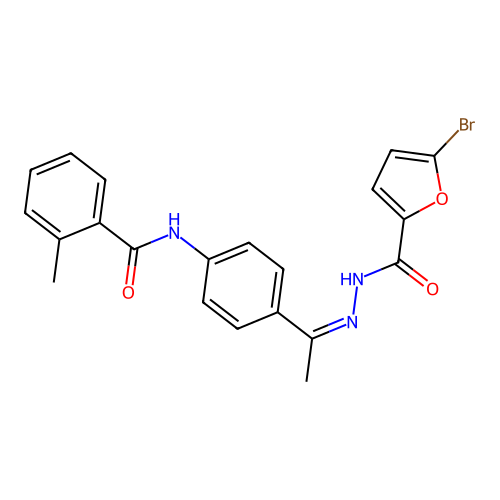 5-bromo-N-[(Z)-1-[4-[(2-methylbenzoyl)amino]phenyl]ethylideneamino]furan-2-carboxamide structure