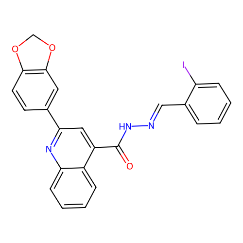 2-(1,3-benzodioxol-5-yl)-N-[(E)-(2-iodophenyl)methylideneamino]quinoline-4-carboxamide structure