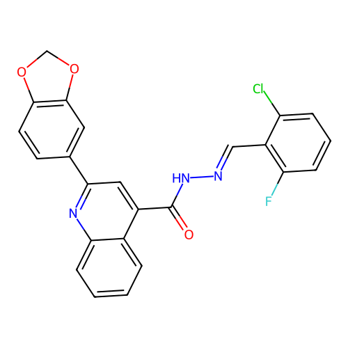2-(1,3-benzodioxol-5-yl)-N-[(E)-(2-chloro-6-fluorophenyl)methylideneamino]quinoline-4-carboxamide structure