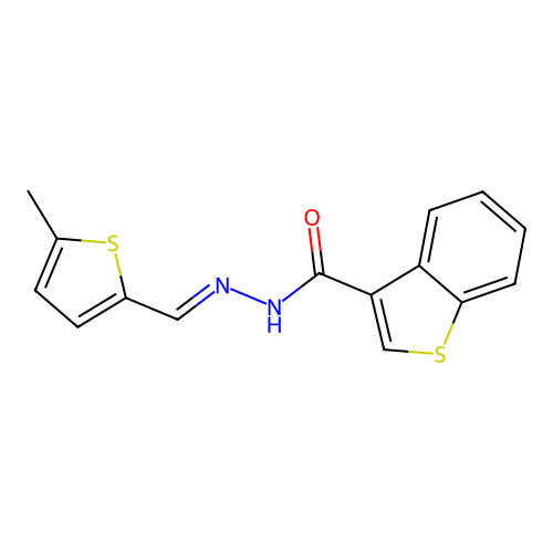 N'-[(E)-(5-methylthiophen-2-yl)methylidene]-1-benzothiophene-3-carbohydrazide structure