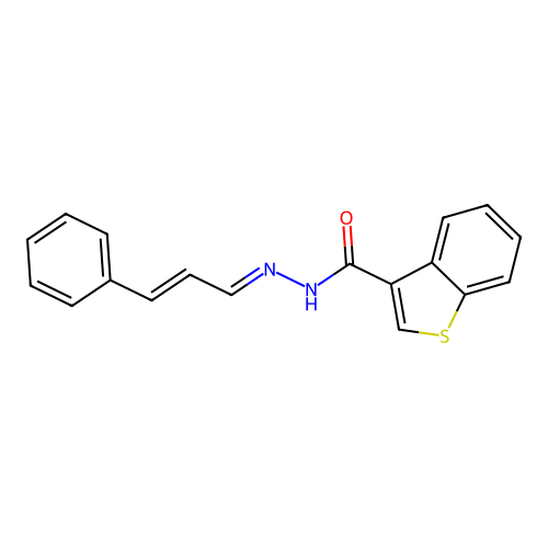 N-[(E)-[(E)-3-phenylprop-2-enylidene]amino]-1-benzothiophene-3-carboxamide structure