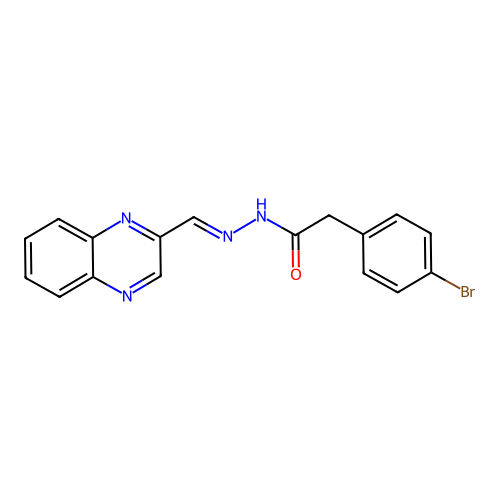 2-(4-bromophenyl)-N-[(E)-quinoxalin-2-ylmethylideneamino]acetamide structure