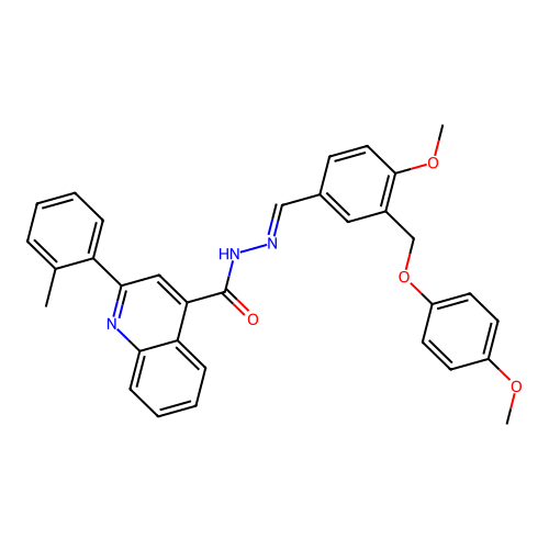 N-[(E)-[4-methoxy-3-[(4-methoxyphenoxy)methyl]phenyl]methylideneamino]-2-(2-methylphenyl)quinoline-4-carboxamide structure