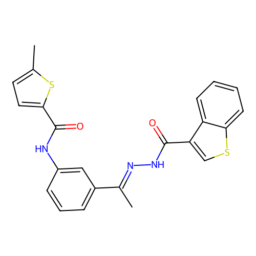N-{3-[N-(1-benzothien-3-ylcarbonyl)ethanehydrazonoyl]phenyl}-5-methyl-2-thiophenecarboxamide structure