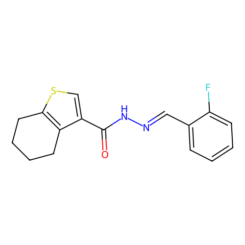 N'-(2-fluorobenzylidene)-4,5,6,7-tetrahydro-1-benzothiophene-3-carbohydrazide structure