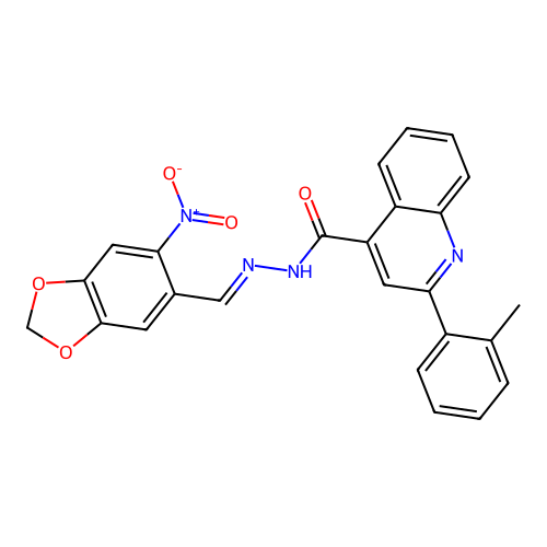 N'-({6-nitro-1,3-benzodioxol-5-yl}methylene)-2-(2-methylphenyl)-4-quinolinecarbohydrazide structure