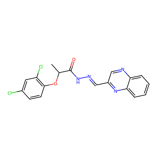 2-(2,4-dichlorophenoxy)-N'-[(E)-quinoxalin-2-ylmethylidene]propanehydrazide structure
