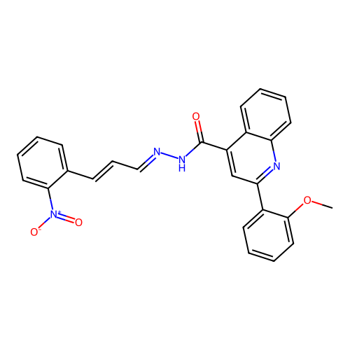 N'-(3-{2-nitrophenyl}-2-propenylidene)-2-(2-methoxyphenyl)-4-quinolinecarbohydrazide structure