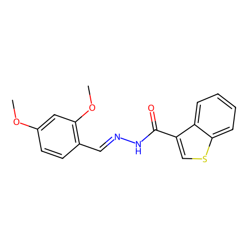 N-[(E)-(2,4-dimethoxyphenyl)methylideneamino]-1-benzothiophene-3-carboxamide structure